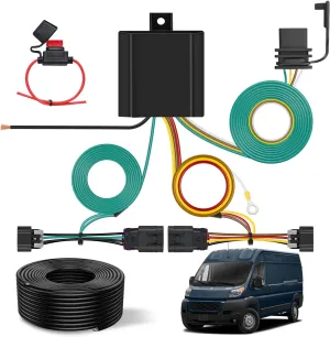 Nilight 4 Pin Trailer Wiring Harness Kit 56478 Vehicle Standard 4 Way Connector Custom for 2014 2015 2016 2017 2018 2019 2020 2021 2022 2023 2024 Ram ProMaster 1500 2500 3500 Simple Fit Tow Hitch