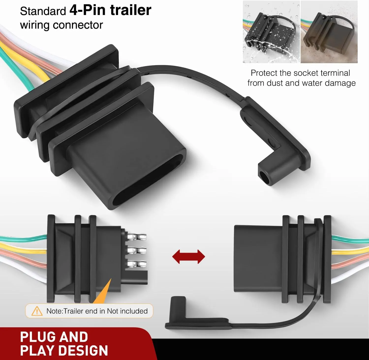 Nilight 4 Pin Trailer Wiring Harness Kit 56478 Vehicle Standard 4 Way Connector Custom for 2014 2015 2016 2017 2018 2019 2020 2021 2022 2023 2024 Ram ProMaster 1500 2500 3500 Simple Fit Tow Hitch