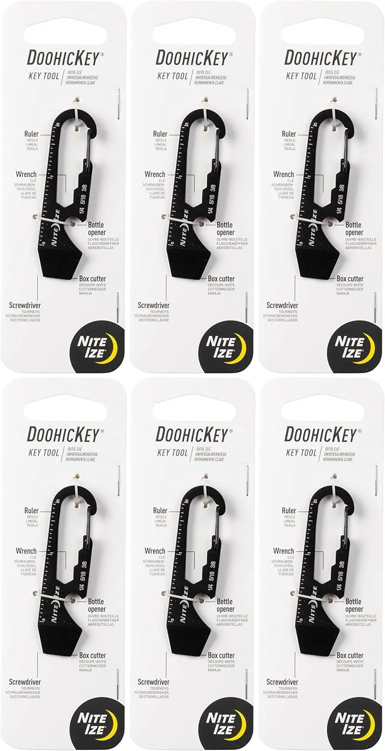 Nite Ize DoohicKey Key Tool Black Steel Keychain Multi-Tool w/Key Clip (6-Pack)