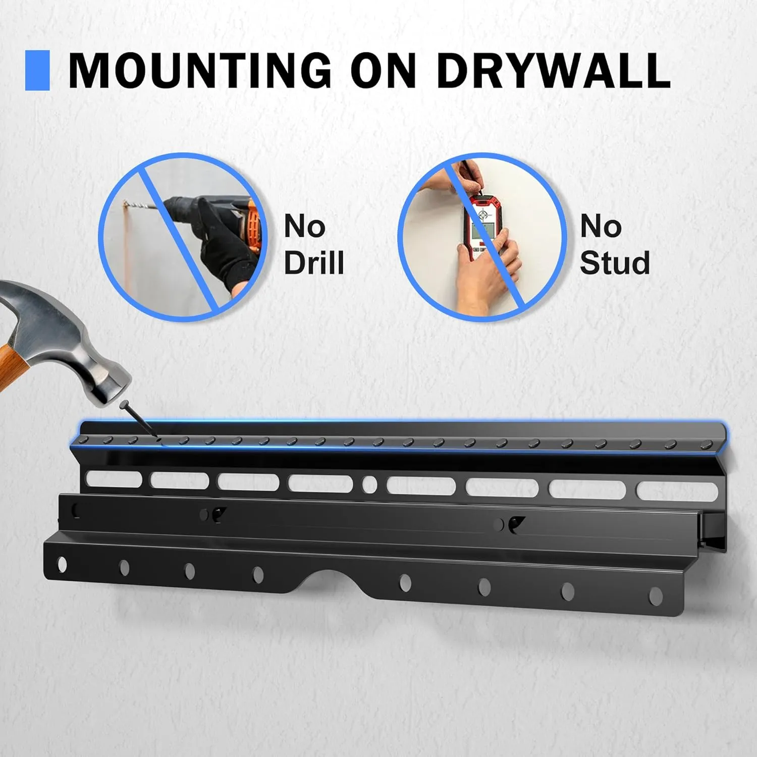 No Stud TV Wall Mount, Drywall Studless TV Hanger for Most 12-55 inch Flat Screen TVs, Holds up to 100lbs, No Drill, Easy Install (MF81)