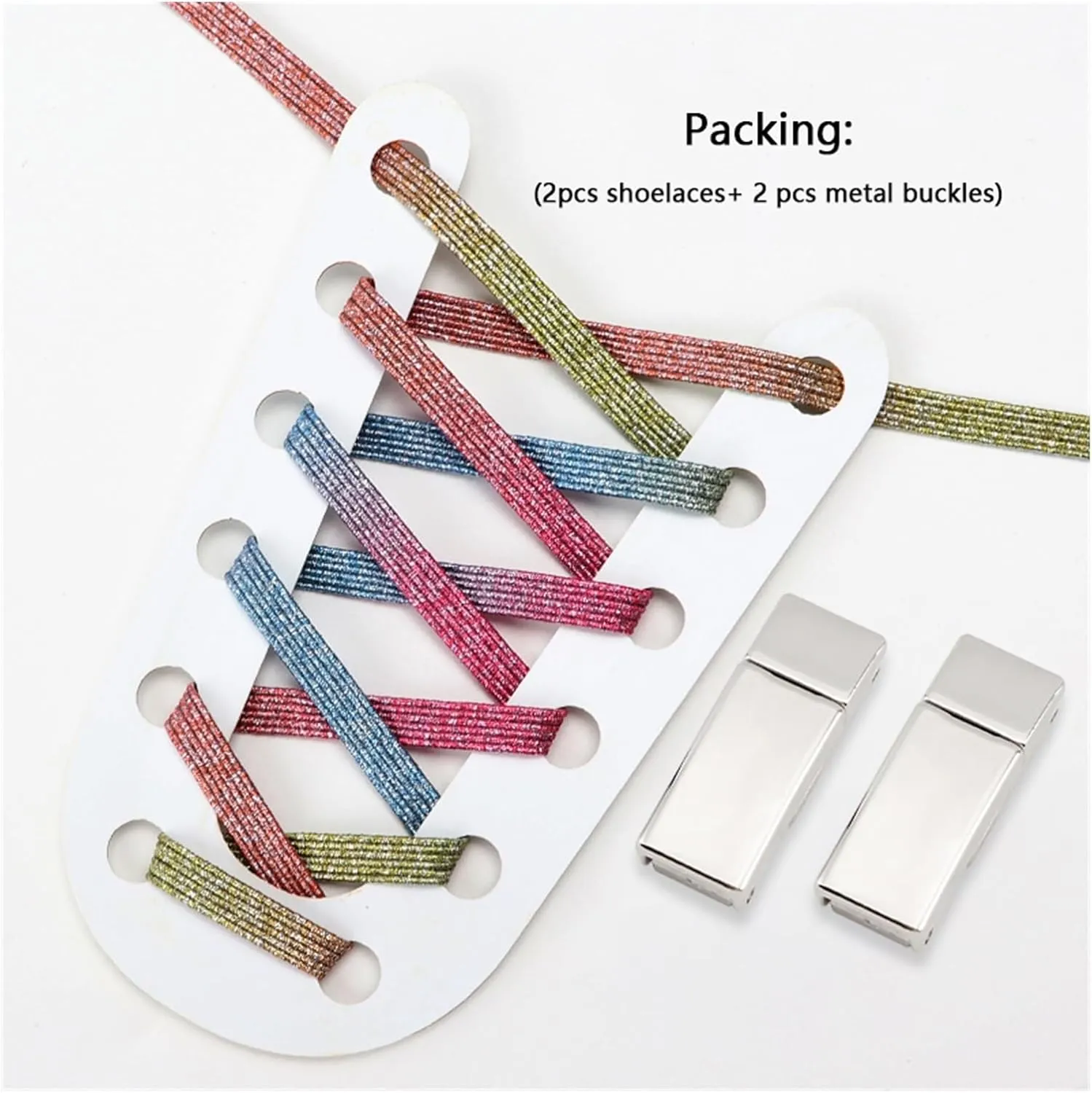 No Tie Shoelaces Buckle Sneakers Elastic Flat Shoe Laces Without Ties Glitter Shoelace For Women Man Shoe Accessories