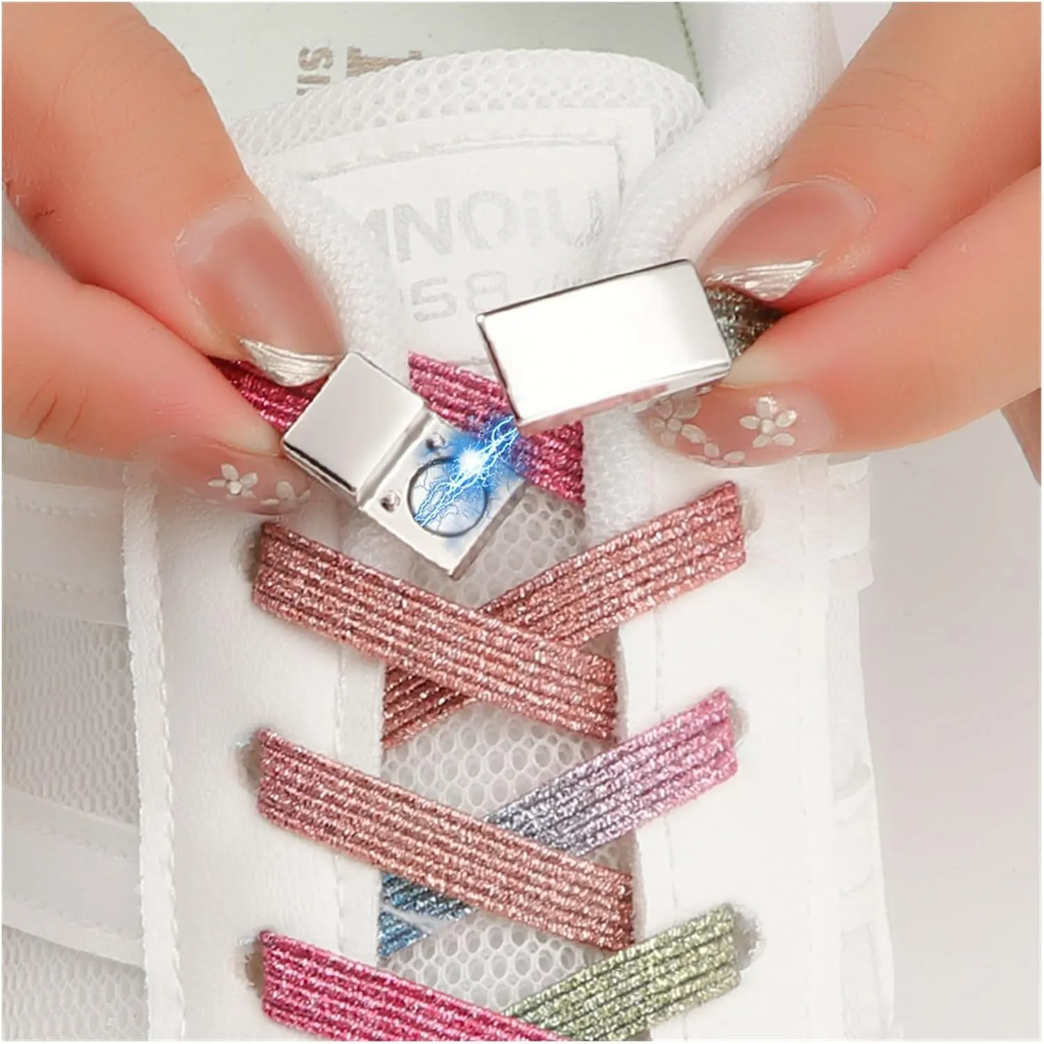 No Tie Shoelaces Buckle Sneakers Elastic Flat Shoe Laces Without Ties Glitter Shoelace For Women Man Shoe Accessories