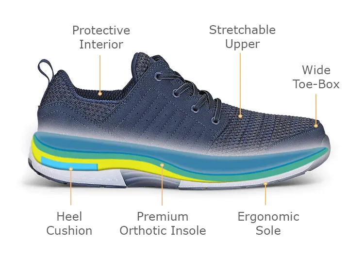 Orthofeet Men Tacoma Stretch Knit - Blue