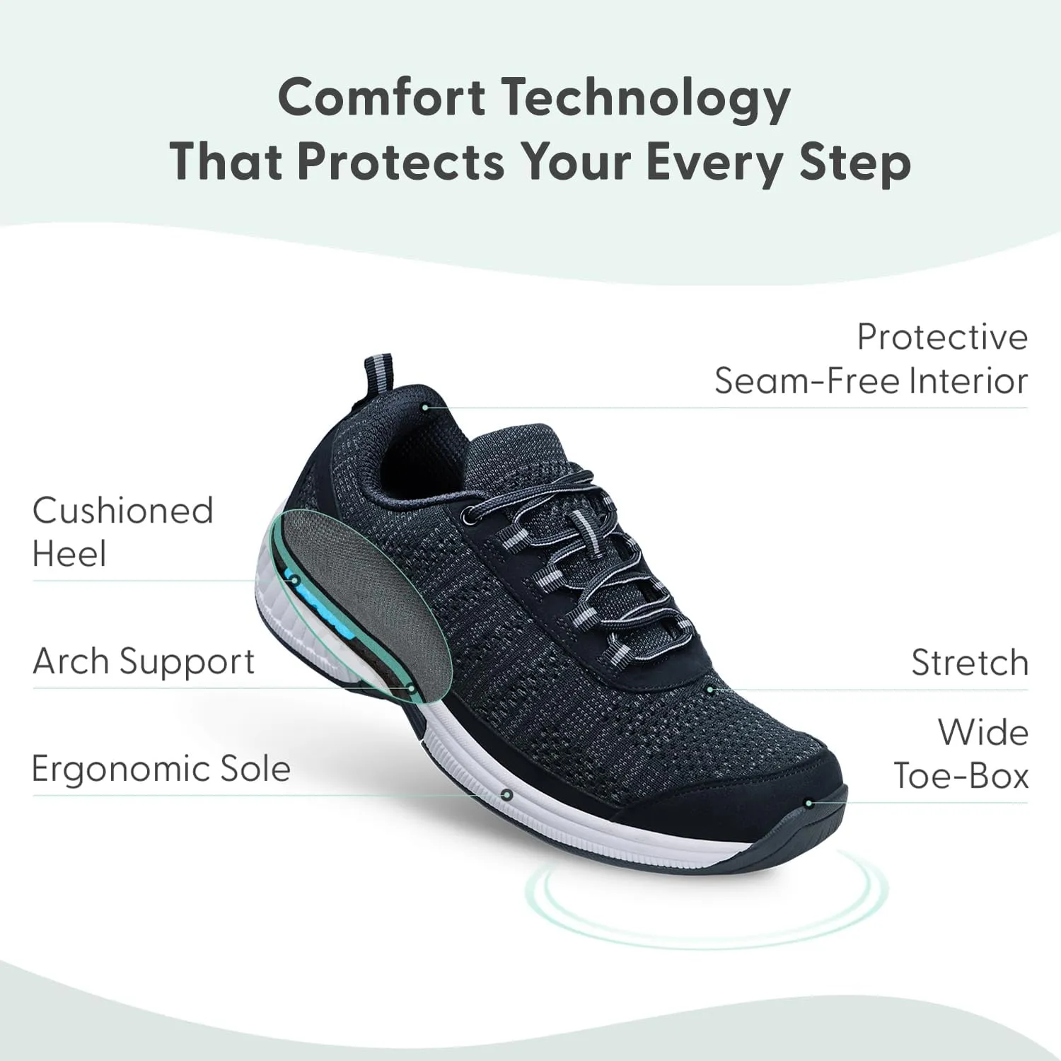 Orthofeet Men's Orthopedic Knit Lava Sneakers