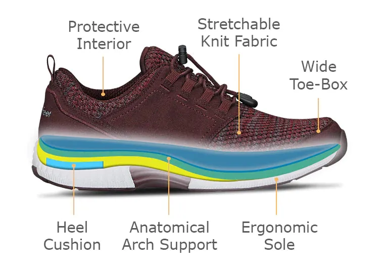 Orthofeet Women Francis No-Tie - Maroon