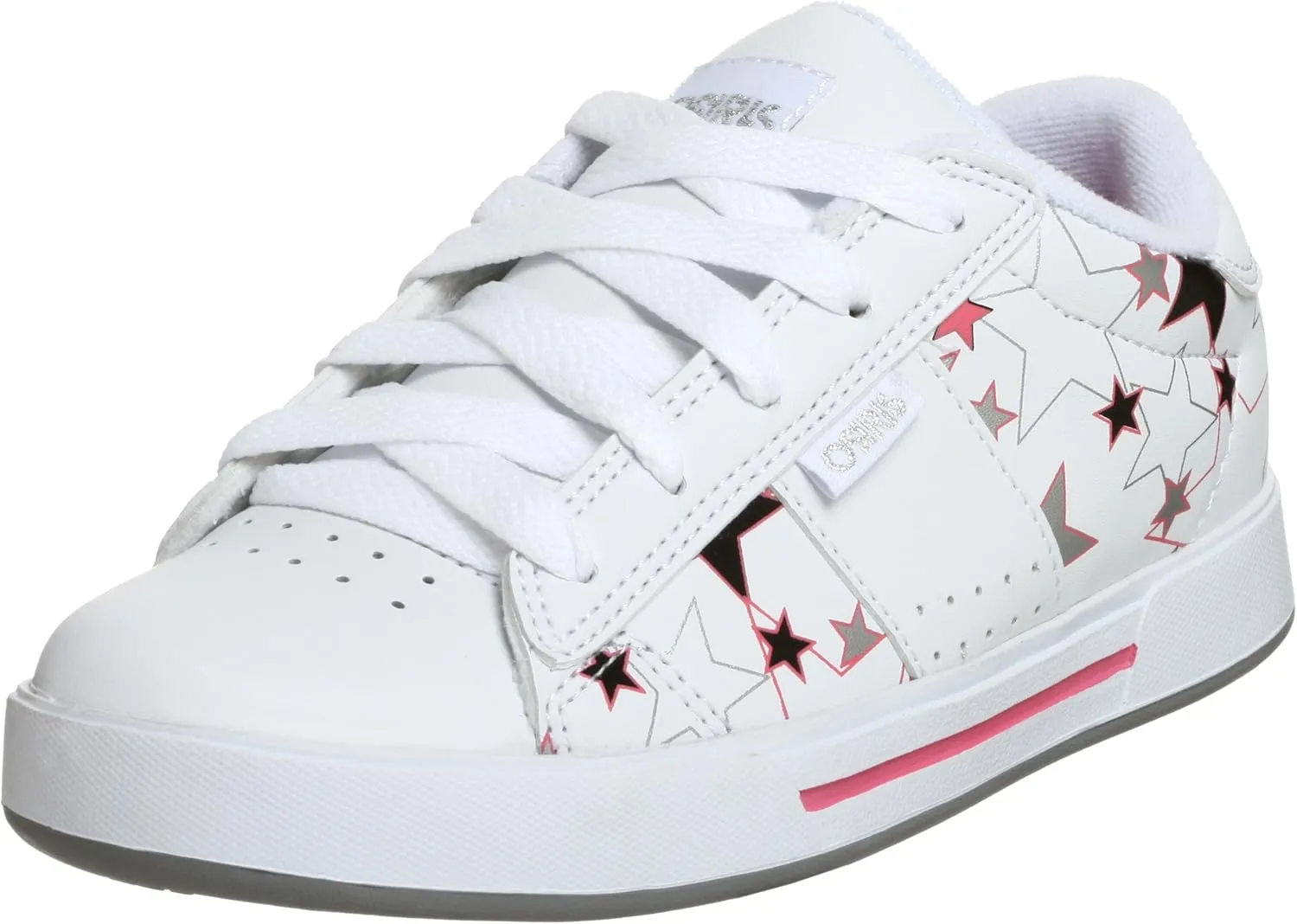 Osiris Sever Girl's Sneaker,White/Bubble Gum/Star,4 M