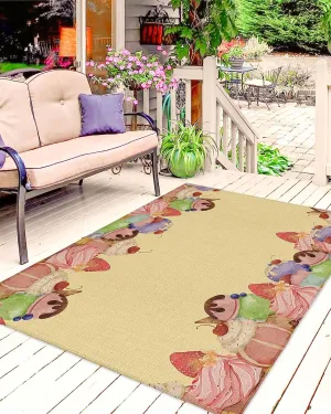 Outdoor Rug, Ice Cream Cake Vintage Cotton and Linen Background Indoor Outdoor Area Rug, Easy Cleaning Non Shedding Outside Large Floor Mat and Rug for Patio Deck Camping Beach Backyard, 6’x9’