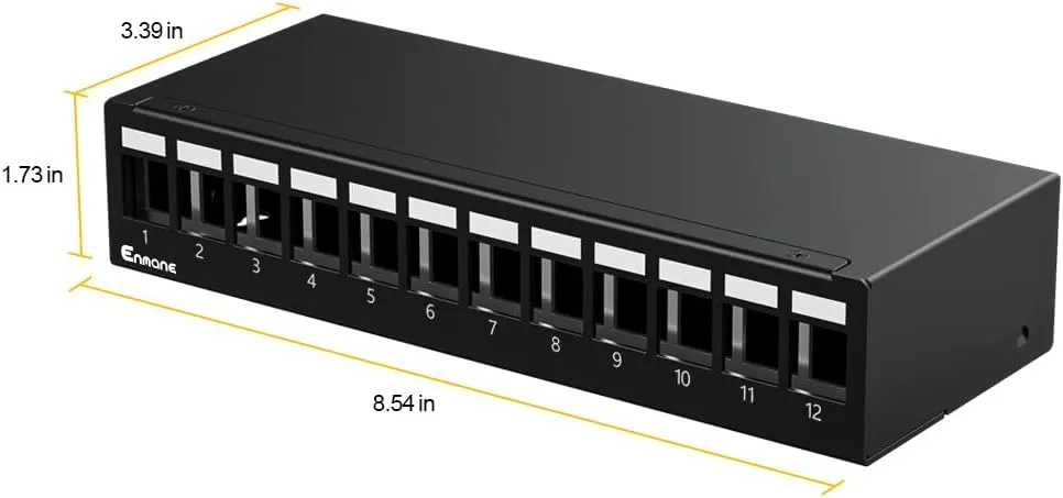 Patch Panel 12 Port Blank Keystone Patch Panel STP&UTP Compatible with LC/SC/ST/FC/USB/HDMI Keystone Jack for Desk Mount& Wall Mount