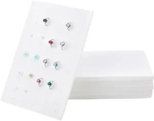 PH PandaHall 6pcs Velvet Jewelry Ring Display Foam Pad Insert, 100 Slots WhiteJewelry Box Insert Jewelry Ring Display Holder for Regular Trays Home Storage Retail Show Exhibition, 7.1x11.1x0.4''