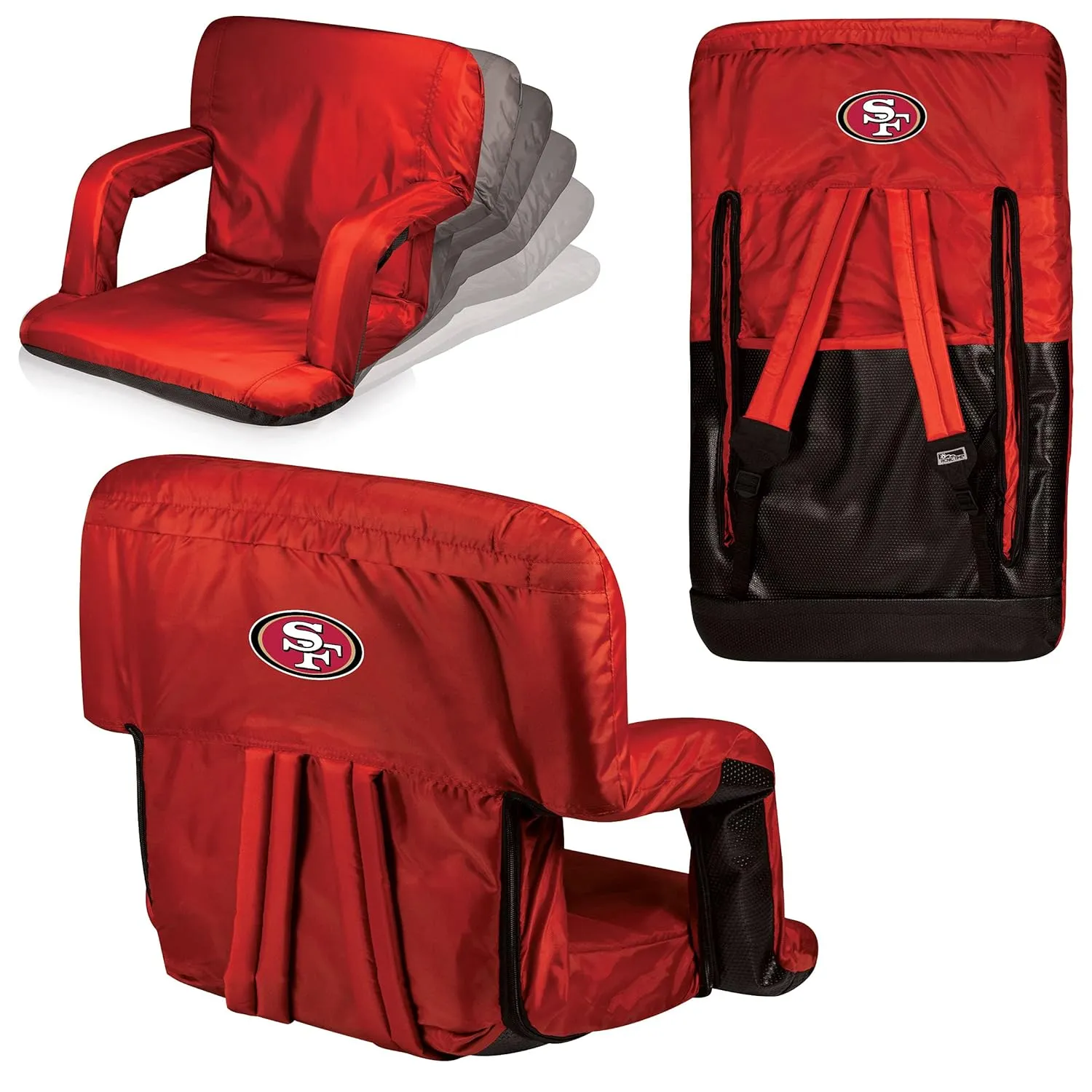 PICNIC TIME Scarlet San Francisco 49ers Ventura Seat Portable Recliner Chair