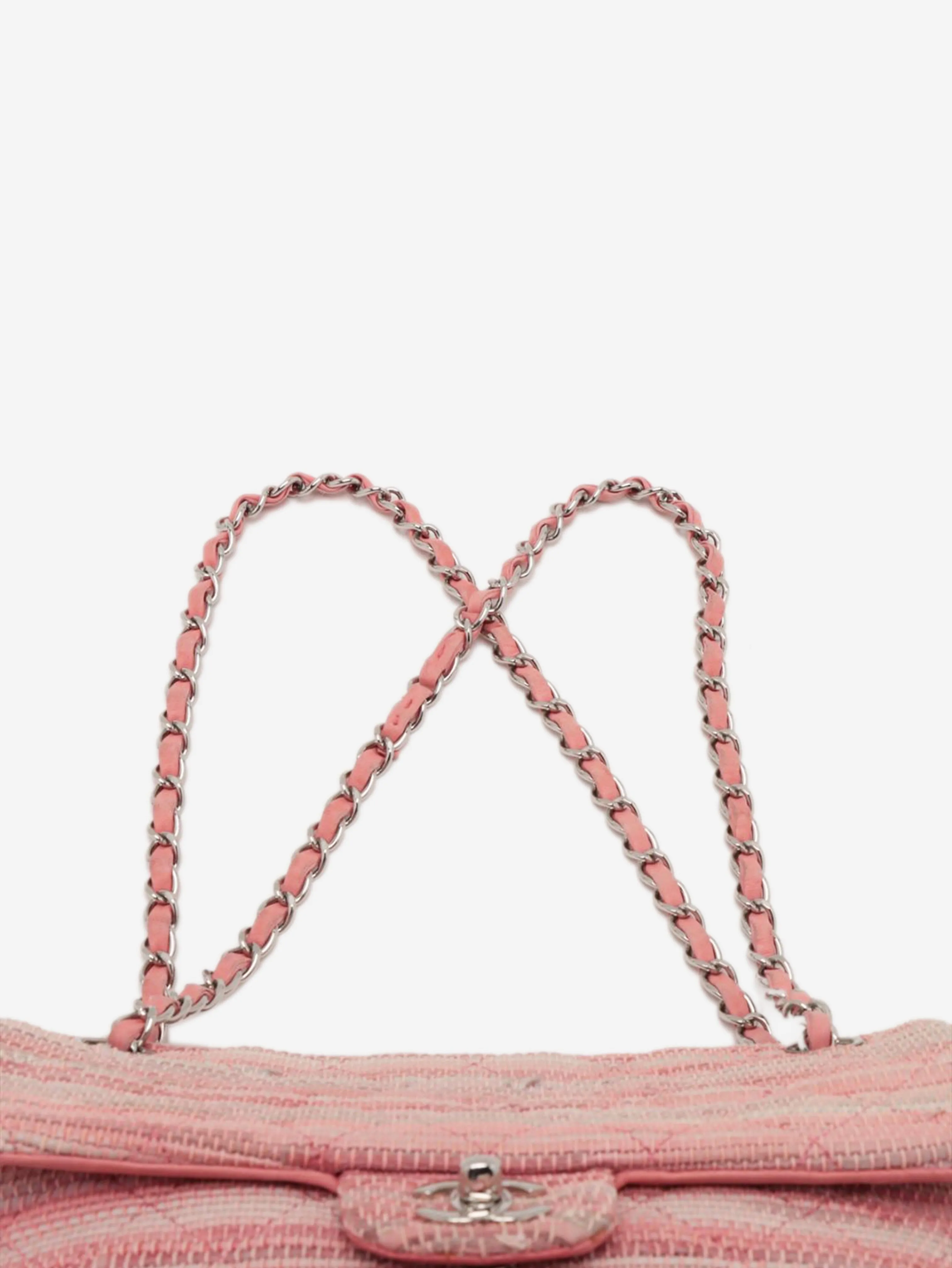 Pink 2010 CC Single Flap Espadrille shoulder bag