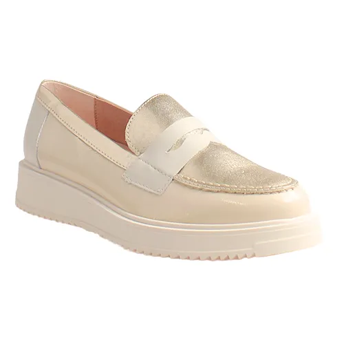 Pitillos Ladies Wedge Loafers - 10384 - Nude/Gold