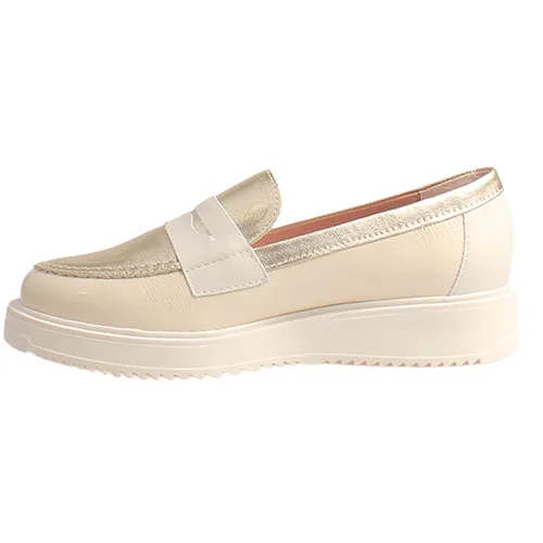Pitillos Ladies Wedge Loafers - 10384 - Nude/Gold