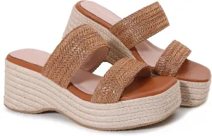 Platform Slip on Espadrille Sandals for Women Clear Strap Stylish Wedges Slides Sandals Dressy Platform Open Toe Beach Sandals