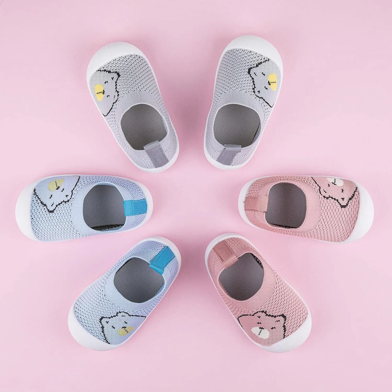 Pluatyep Baby Toddler First Walking Non-Skid Shoes Infant Boys Girls Soft Sole Fashion Breathable Knitted Mesh Socks Shoes Slip-on Slippers