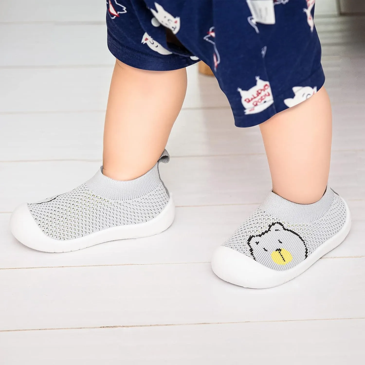 Pluatyep Baby Toddler First Walking Non-Skid Shoes Infant Boys Girls Soft Sole Fashion Breathable Knitted Mesh Socks Shoes Slip-on Slippers