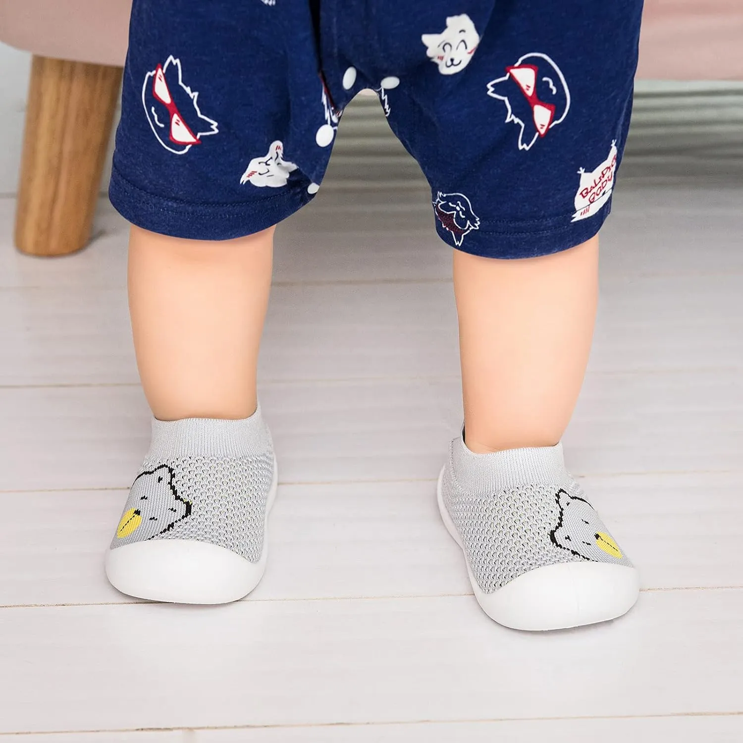 Pluatyep Baby Toddler First Walking Non-Skid Shoes Infant Boys Girls Soft Sole Fashion Breathable Knitted Mesh Socks Shoes Slip-on Slippers