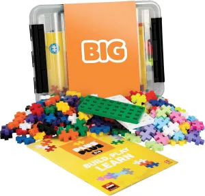 Plus-Plus Big - 200 Big pc in Storage Tub - Basic, Neon and Pastel Mix w/Baseplates - Construction Building Steam Toy, Interlocking Large Puzzle Blocks for Toddlers and Preschool