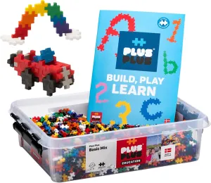 PLUS PLUS Plus-Plus - Open Play Set - 3,600 Piece in Storage Tub - Basic Color Mix - Construction Building Stem Toy, Interlocking Mini Puzzle Blocks for Kids, Assorted, 100