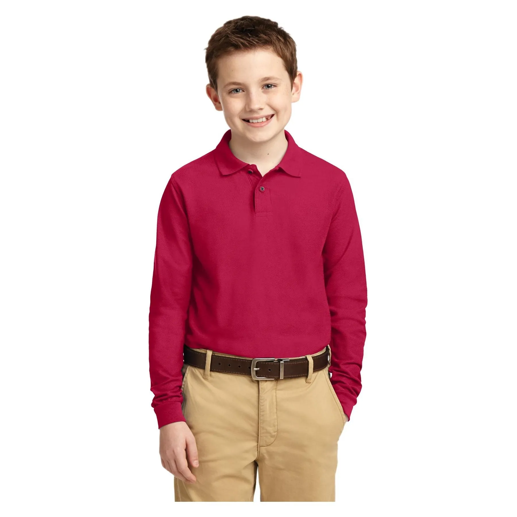 Port Authority ®  Youth Long Sleeve Silk Touch™ Polo.  Y500LS - Port Authority Y500LS