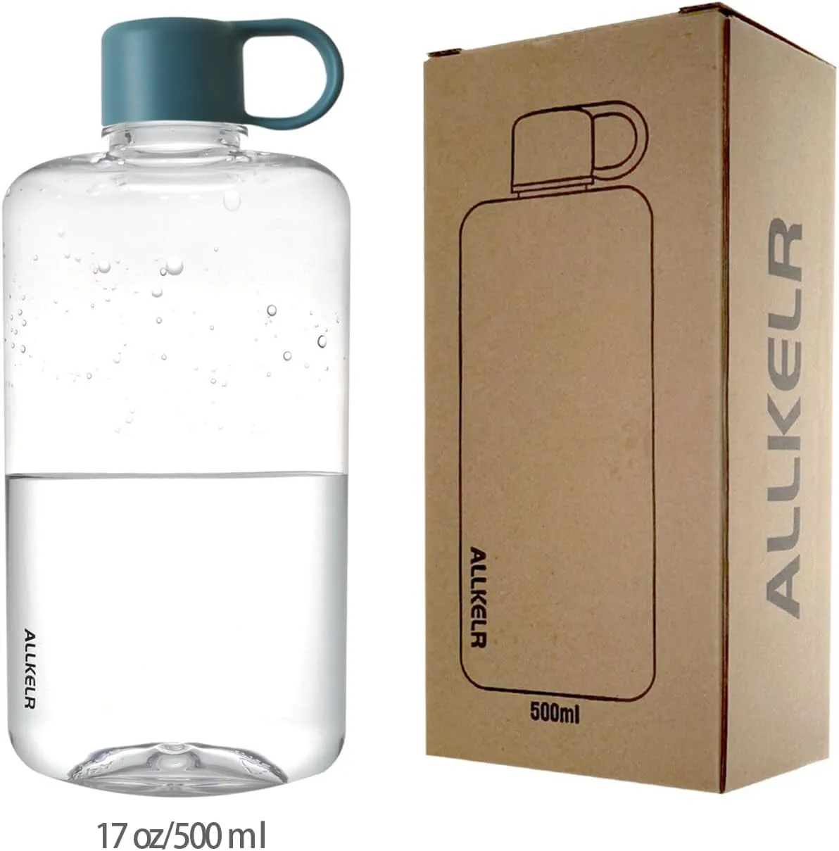 Portable Flat Water Bottle, BPA Free Tritan Plastic Travel Water Bottle for Camping, Fitness, Outdoor Sports, Fits Purse and Pocket (Blue, 16.9 oz)