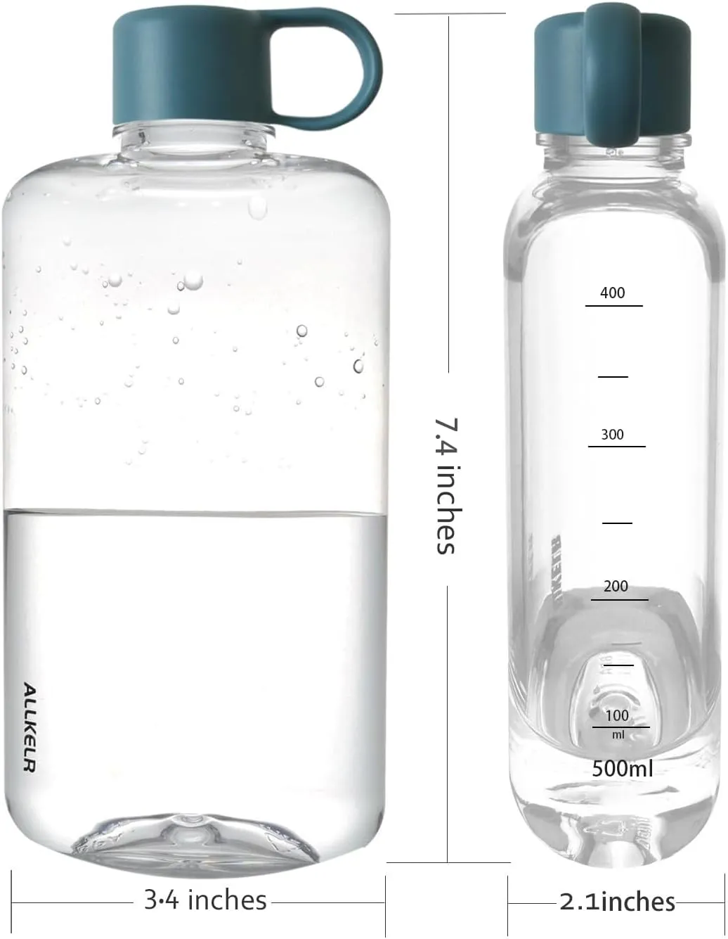 Portable Flat Water Bottle, BPA Free Tritan Plastic Travel Water Bottle for Camping, Fitness, Outdoor Sports, Fits Purse and Pocket (Blue, 16.9 oz)