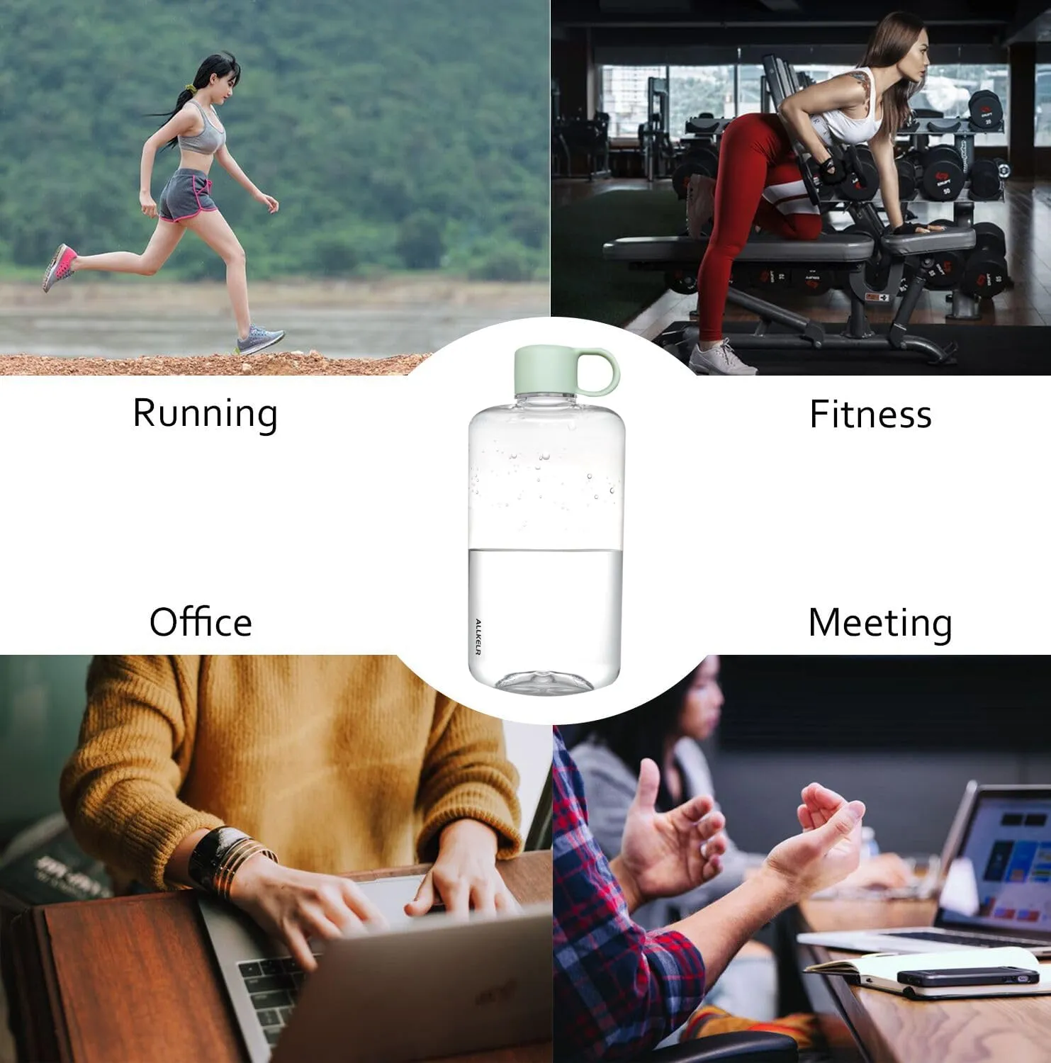 Portable Flat Water Bottle, BPA Free Tritan Plastic Travel Water Bottle for Camping, Fitness, Outdoor Sports, Fits Purse and Pocket (Green, 16.9 oz)