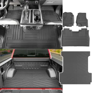 powoq 5.5FT Floor Mat Compatible with 2015-2024 Ford F150 Truck Bed Liner Bed Mat TPE Truck Bed Mat Floor Liner Replacement for 2015-2024 Ford F150 Accessories (3-Fold 5.5FT Bed Mat Floor Mat)