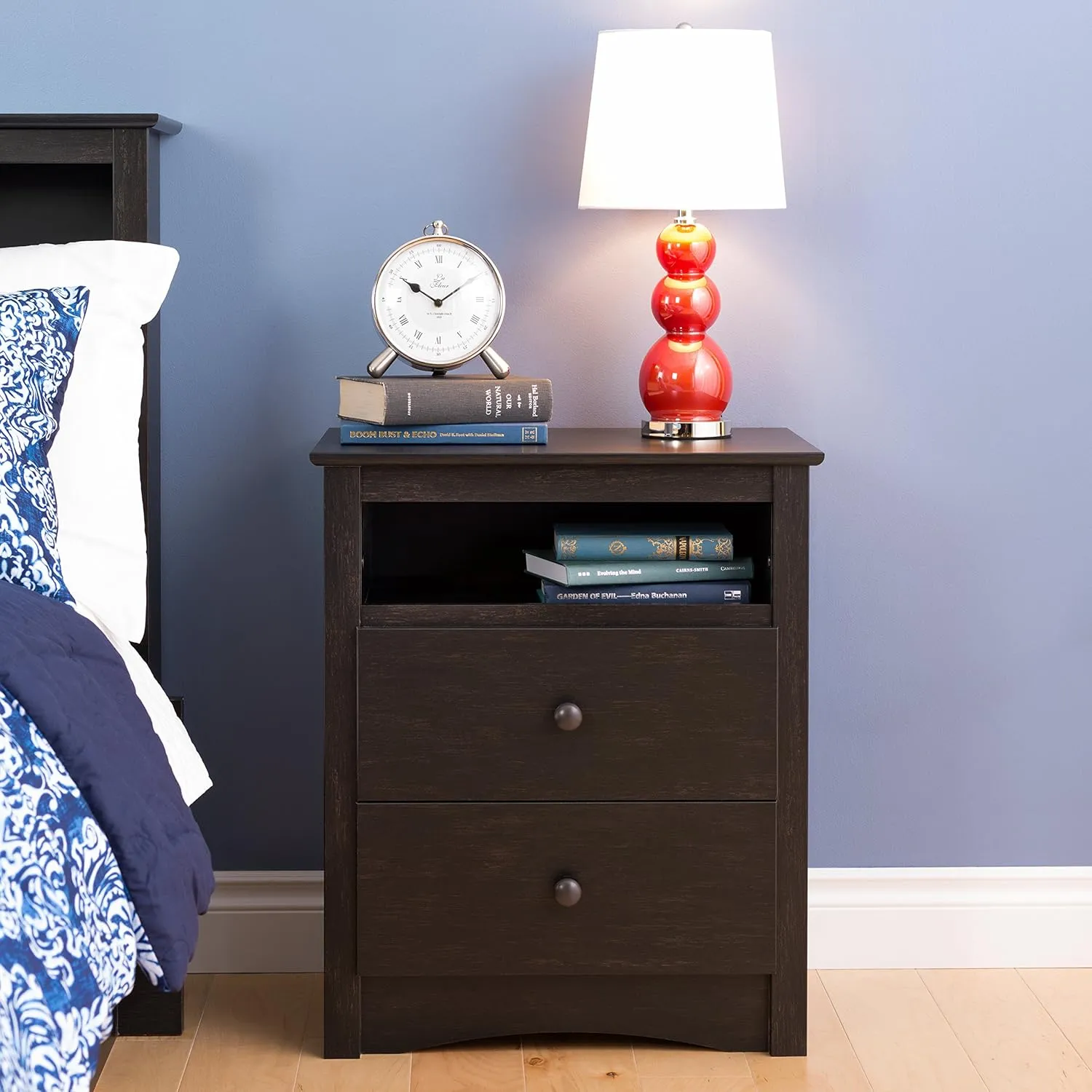 Prepac Sonoma 6 Drawer Double Dresser   Nightstand Bedroom Furniture Set (2 Pieces), Washed Black