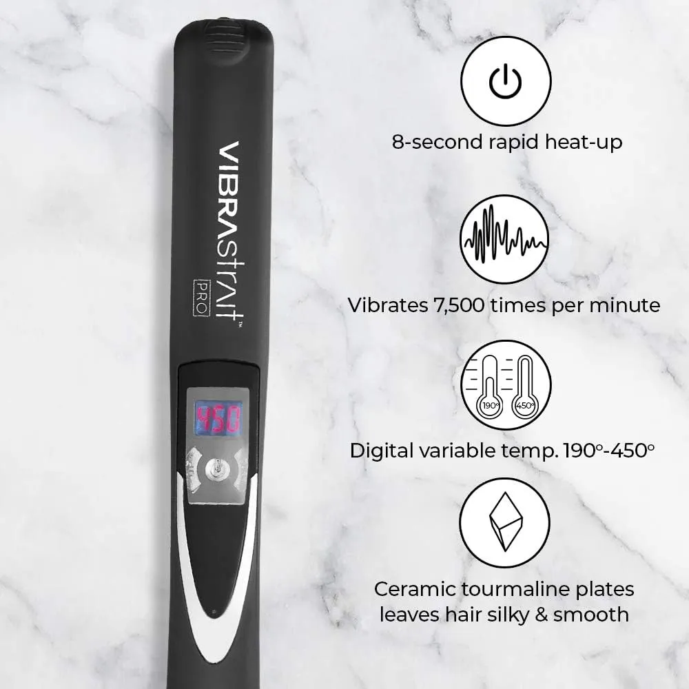 Pro Vibrating Ceramic Tourmaline Ionic Flat Iron, 1-inch - Fast, Frizz-Free Ceramic Hair Straightener with Easy, Gentle Glide for Waves, Curls, Smooth Hair - Professional Styling Tools