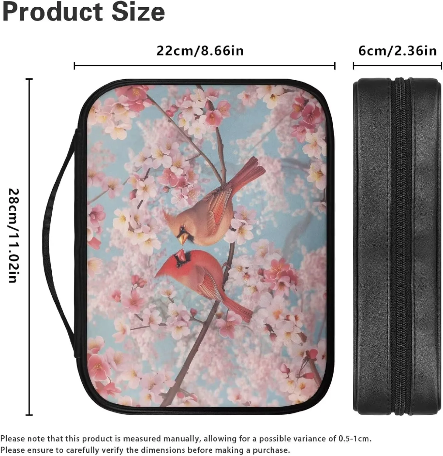 PU Simple Bible Cover With Handle for Women Men Study Bible Case Waterproof Carrying Case Bible Holder Organizer Bag