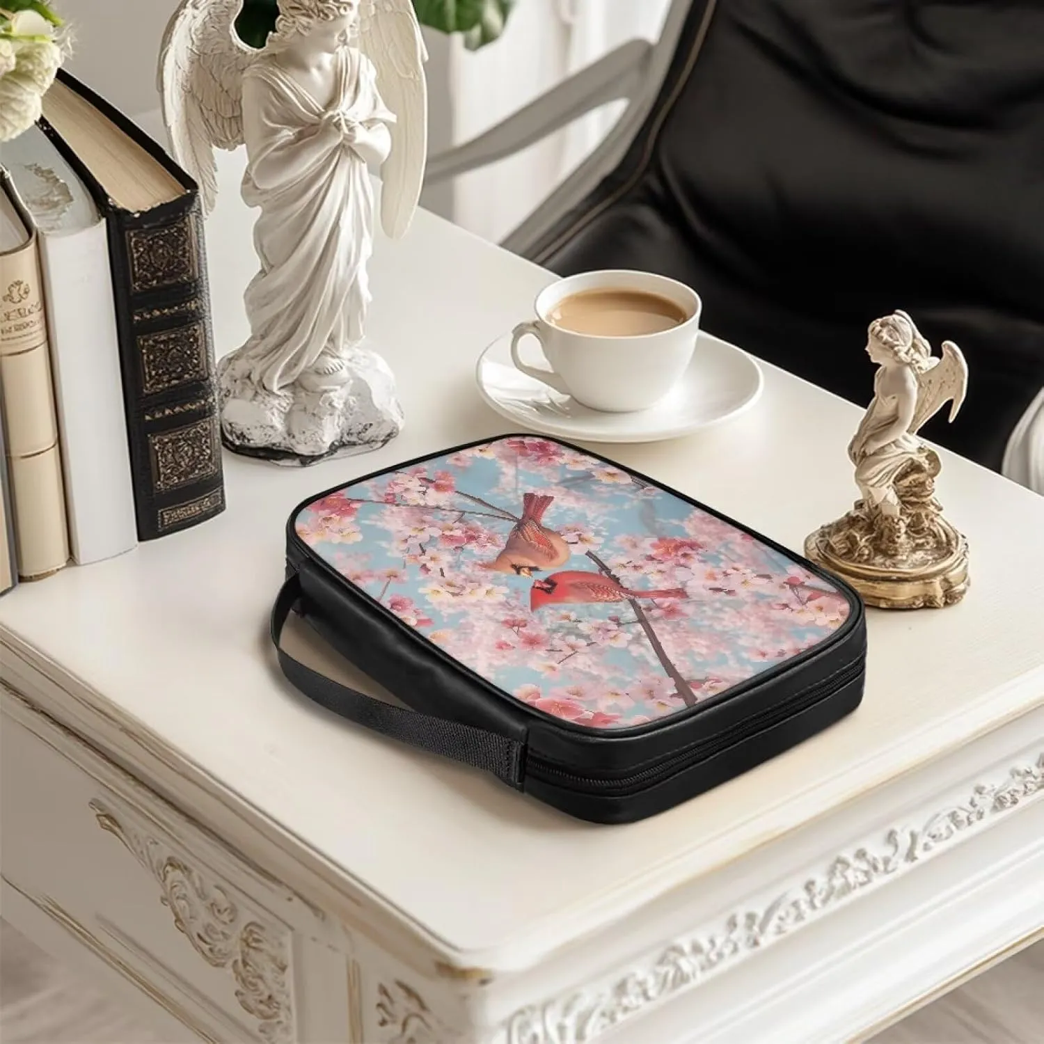 PU Simple Bible Cover With Handle for Women Men Study Bible Case Waterproof Carrying Case Bible Holder Organizer Bag