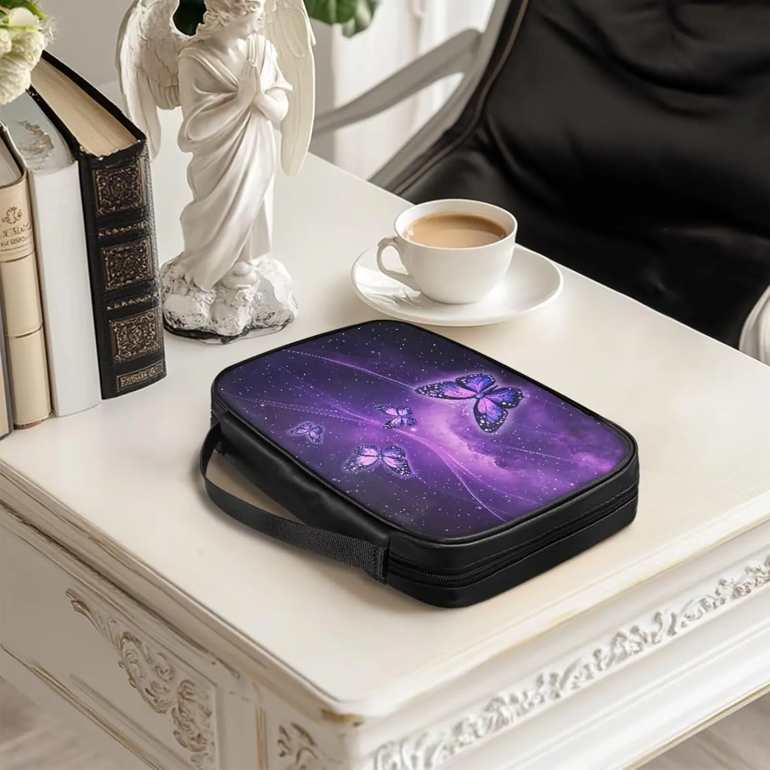 PU Simple Bible Cover With Handle for Women Men Study Bible Case Waterproof Carrying Case Bible Holder Organizer Bag