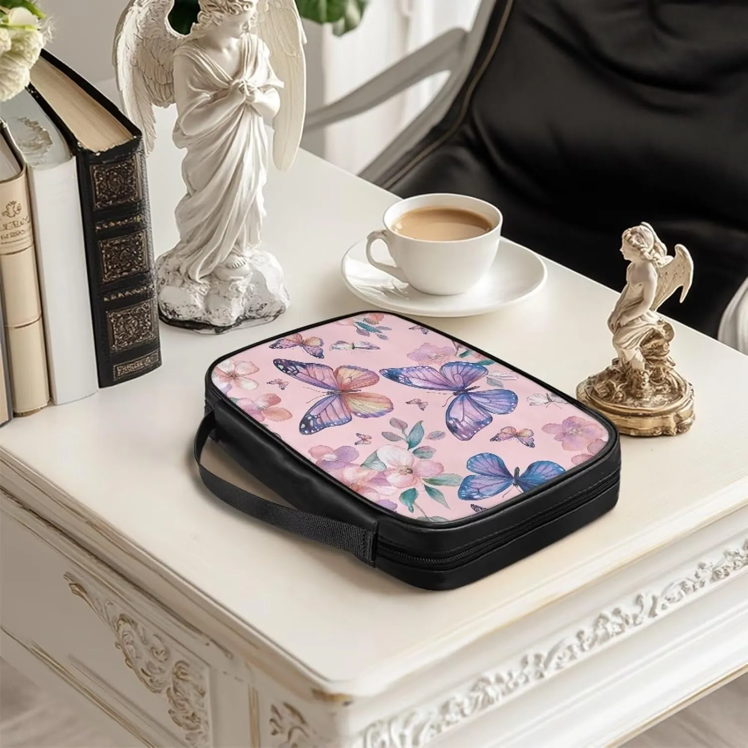 PU Simple Bible Cover With Handle for Women Men Study Bible Case Waterproof Carrying Case Bible Holder Organizer Bag
