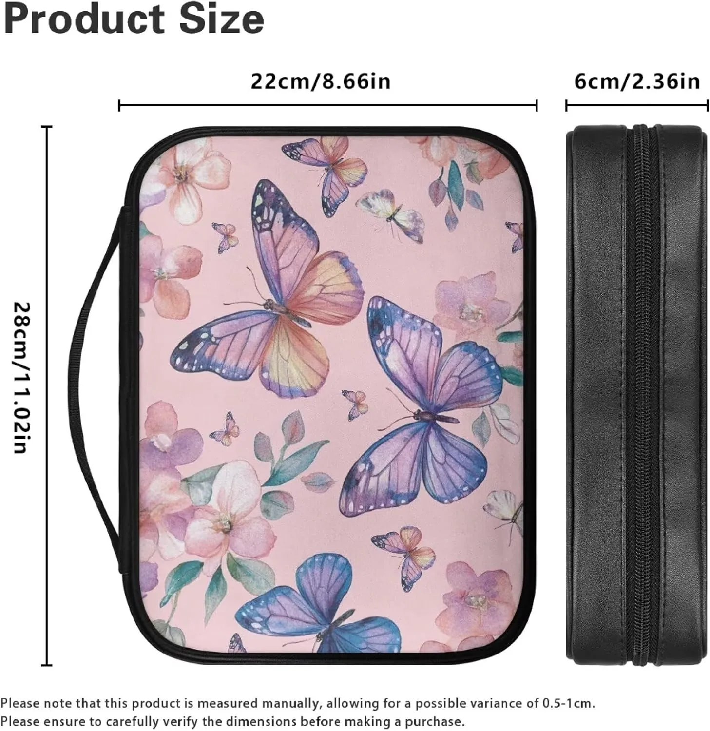 PU Simple Bible Cover With Handle for Women Men Study Bible Case Waterproof Carrying Case Bible Holder Organizer Bag