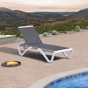 PURPLE LEAF Patio Chaise Lounge Chair Outside Aluminum Plastic Stackable Tanning Chairs for Pool Sunbathing Beach Deck Outdoor Lounger, Grey