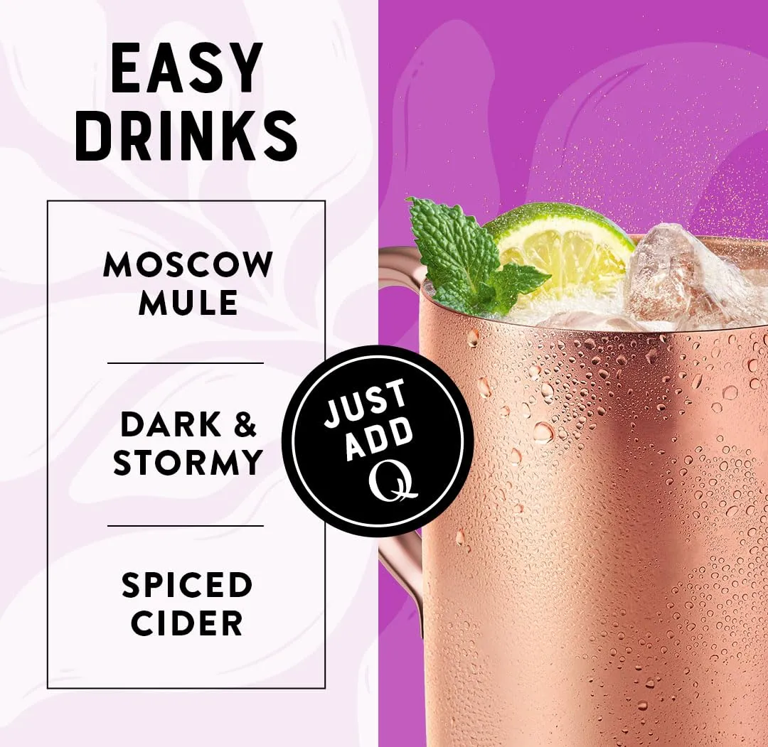 Q GINGER BEER with Real Ginger & Organic Agave - Ideal for Cocktails & Mocktails - Made with Real Ingredients, Perfectly Carbonated & Less Sweet - 80 Calories per Can - 7.5 Fl Oz Cans (Pack of 24)