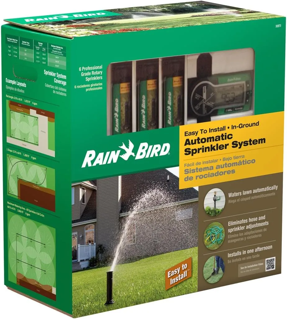Rain Bird 32ETI Easy to Install In-Ground Automatic Sprinkler System Kit