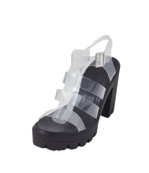 Reliable service Cape Lug Robbin Platform Clear High Heel Fall discount Sole Black Toffee Sandals