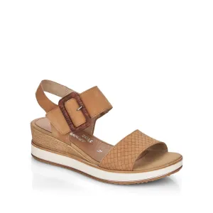 REMONTE - D6453-60 LOW WEDGE FASHION VELCRO BUCKLE SANDAL - BEIGE