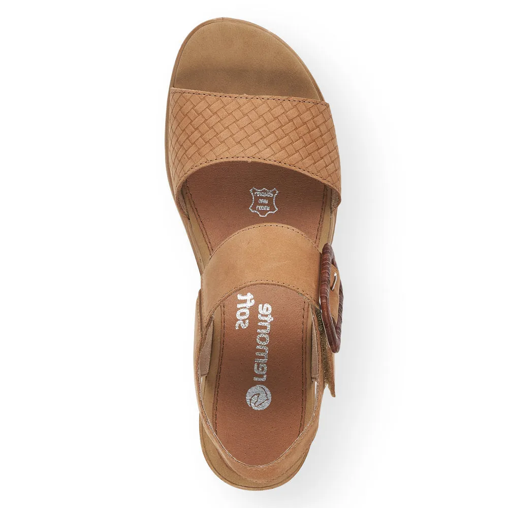 REMONTE - D6453-60 LOW WEDGE FASHION VELCRO BUCKLE SANDAL - BEIGE