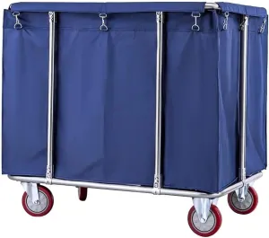 Removable Bags with Laundry Basket Heavy Duty Linen Cart On Wheels, Commercial Hospital Dirty Rolling Laundry Cart, Rectangle Collecting Cart for Hot