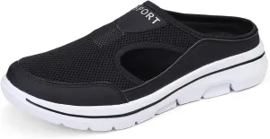 RiceelSor Womens Mesh Hollow Out Mule Sneaker Backless Slip on Breathable Comfort Lightweight Knitted with Arch Support Platform Walking Slippers.Plus Size