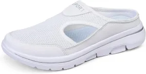 RiceelSor Womens Mesh Hollow Out Mule Sneaker Backless Slip on Breathable Comfort Lightweight Knitted with Arch Support Platform Walking Slippers.Plus Size