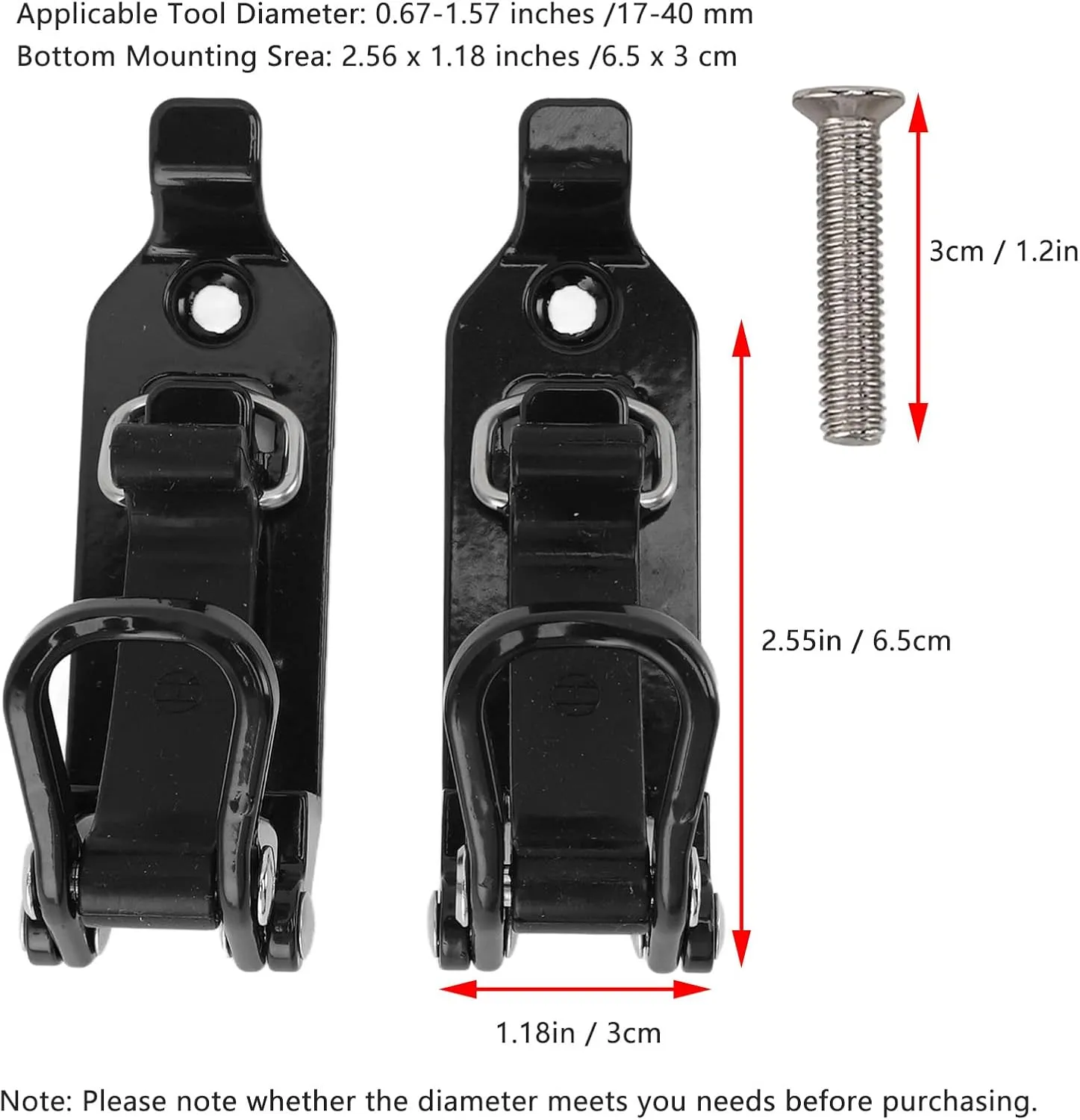 Roof Rack Shovel Mount, Metal Rubber Clamp Mounting Kit for Trucks and Boats with 62lbs Load Capacity, Holds Tools Easy to Install (Black)