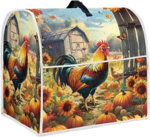 Rooster Sunflower Stand Mixer Cover Easy to Clean Food Processor Dust Cover Waterproof Kitchen Appliance Accessories Storage Bag for 4.8 qt and All 8 qt Mixer