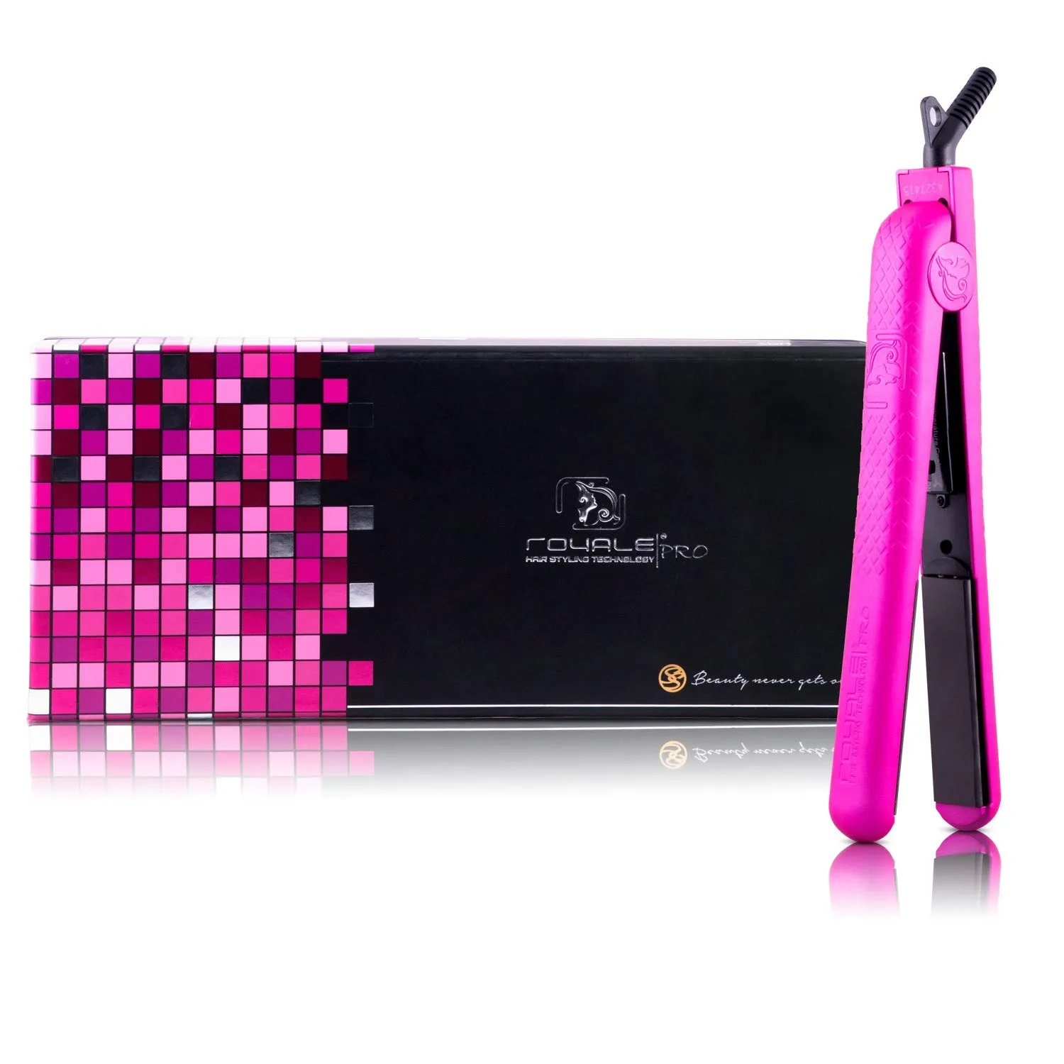 Royale Classic Flat Iron Hair Straightener, Hot Pink, Ceramic Floating Plate Design, Easy to Use, Will Not Damage Hair, 5 Year Unconditional Warranty