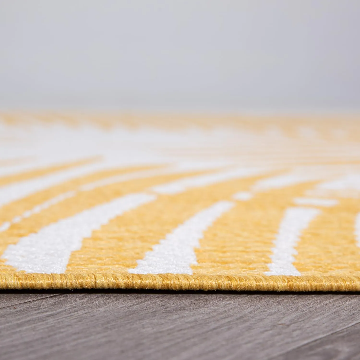Rugshop Contemporary Distressed Leaves Textured Flat Weave Easy Cleaning Outdoor Rugs for Deck,Patio,Backyard Indoor/Outdoor Runner Rug 2' x 7' Yellow