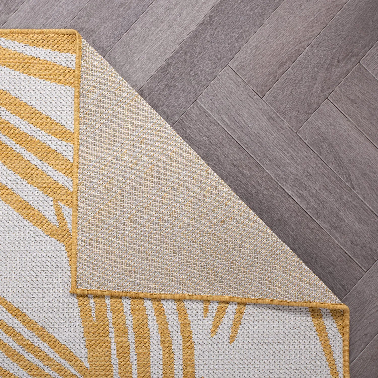 Rugshop Contemporary Distressed Leaves Textured Flat Weave Easy Cleaning Outdoor Rugs for Deck,Patio,Backyard Indoor/Outdoor Runner Rug 2' x 7' Yellow