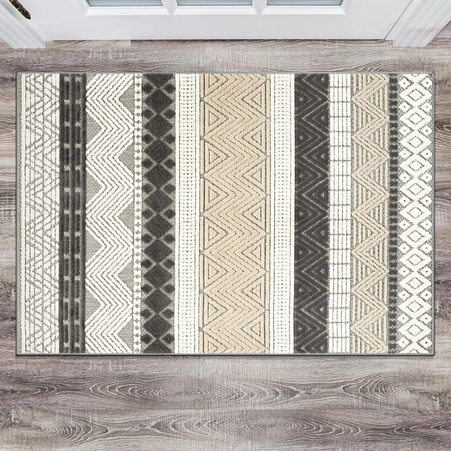 Rugshop Marbella Contemporary Boho Non-Shedding Easy Cleaning Patio Deck Backyard Indoor/Outdoor Area Rug 2' X 3' Gray